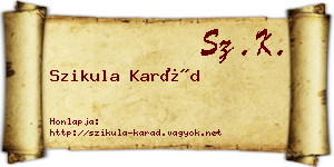 Szikula Karád névjegykártya